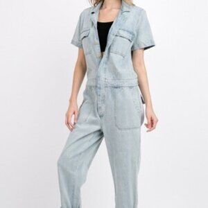 Signature8 Short Sleeve Denim Jumpsuit Size S/M
